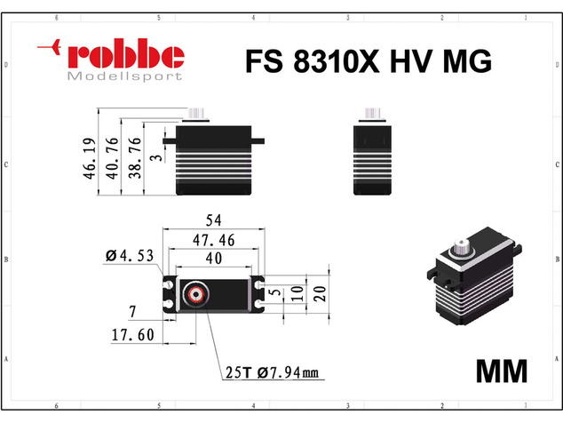 Robbe servo FS 8310X HV 83kg.cm 0.10s/60° MG Fără perii
