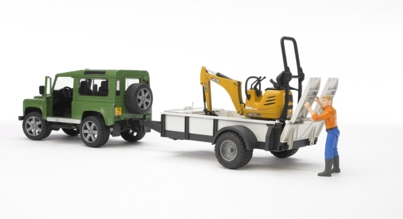 Bruder 02593 Land Rover s prívesom a JCB mikrobagrom