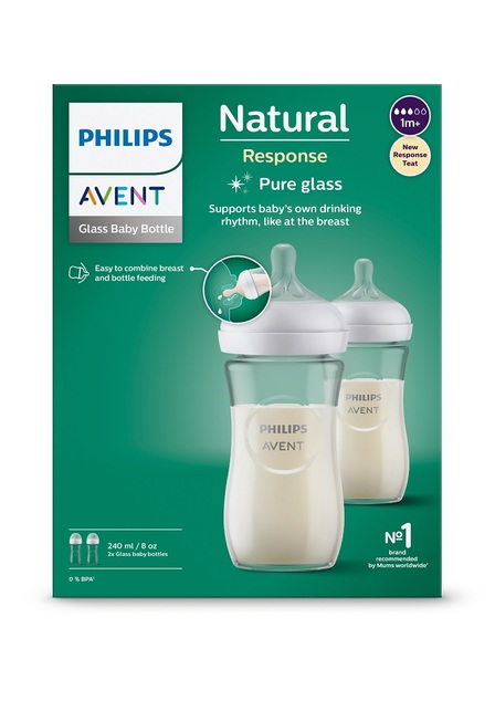 Philips AVENT Natural Response Glasflasche 240 ml, 1m+ 2 Stk