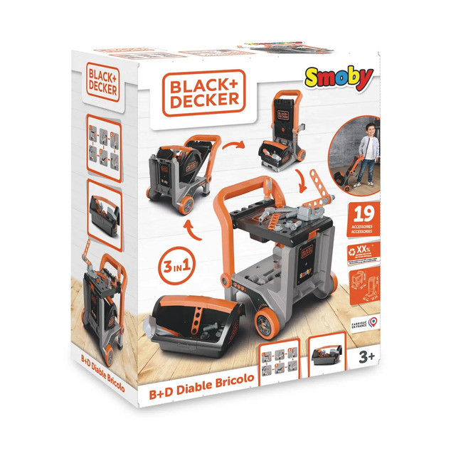 Smoby B&amp;D Dielenský vozík s boxom na náradie