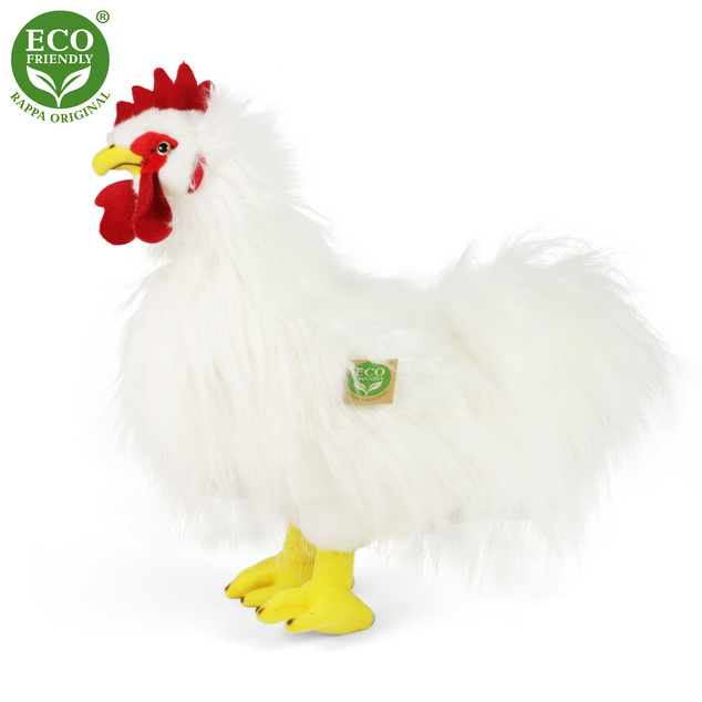 Plišani pijetao bijeli stojeći 33 cm ECO-FRIENDLY