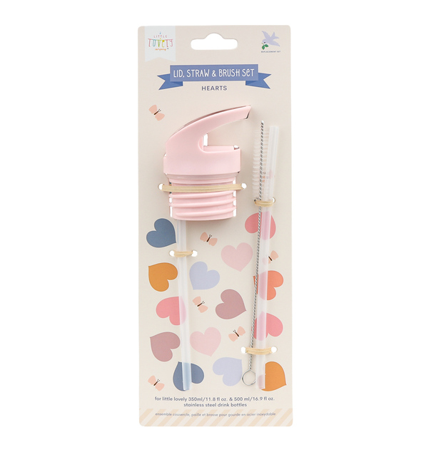 A Little Lovely Company - bouchon, brosse et paille pour bouteille en acier inoxydable - cœur
