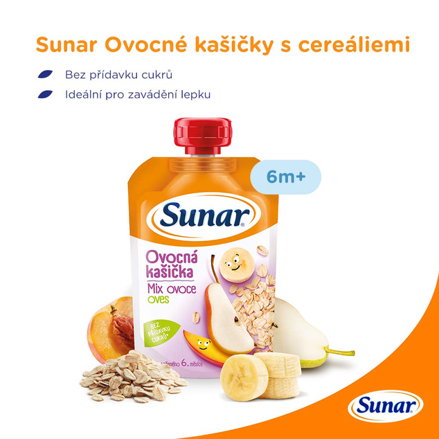 SUNAR Taschenfruchtbrei Fruchtmix, Haferflocken 120 g