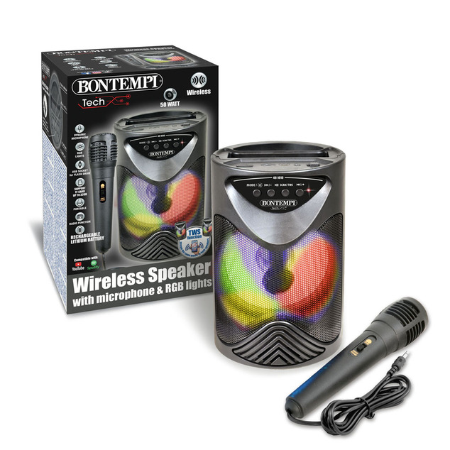 Bontempi Bezdrôtový reproduktor s mikrofónom a RGB podsvietením