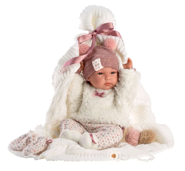 Llorens 63576 NEW BORN DIEVČATKO- realistická bábika bábätko s celovinylovým telom- 35 c