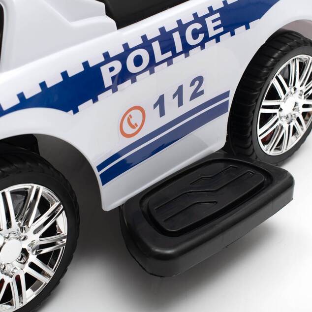 Detské odrážadlo so zvukom a vodiacou tyčou Baby Mix POLICE biele