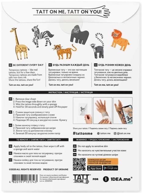 TATTonMe Živé tetovačky pre deti Africké zvieratá