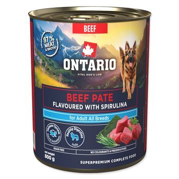 Konzerva Ontario Adult hovädzie paté s príchuťou spirulíny 800g