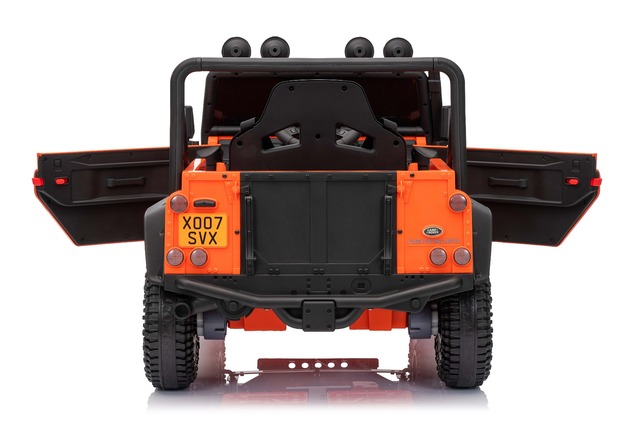 Elektrické autíčko Land Rover Defender 110 SVX 12V, oranžové, 4X4 pohon, LED svetlá, predn