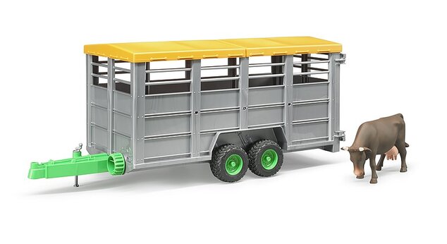 Bruder 02227 Remorcă pentru transportat animale cu figurină vacă