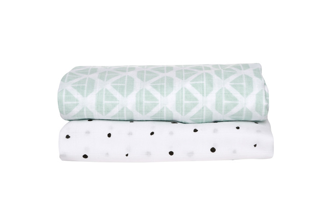 Musselin Decke 2st Mint Boats 100x120cm