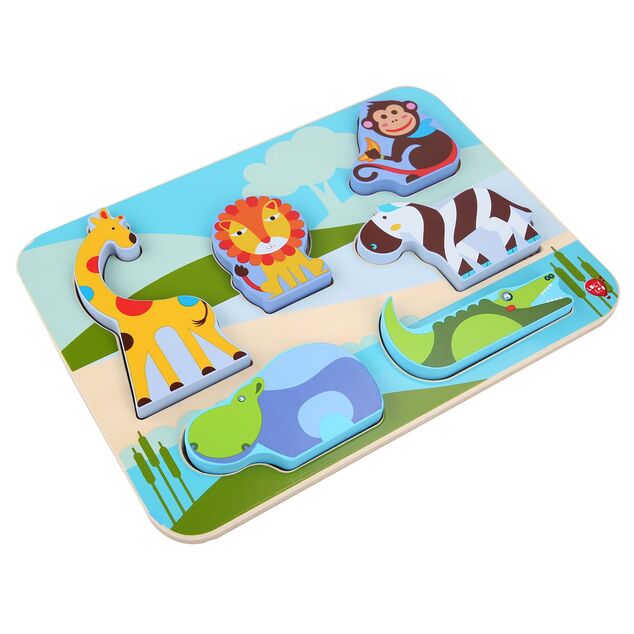 Lucy &amp; Leo 224 Zvieratká zo safari- drevené vkladacie puzzle 7 dielov