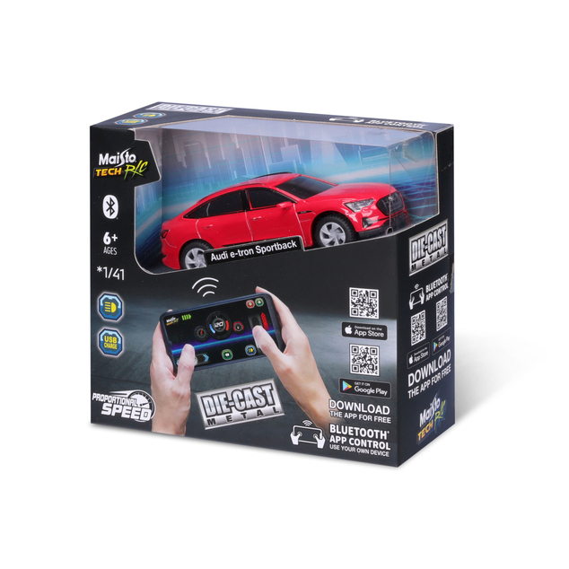 Maisto RC - DIE-CAST METAL so svetlami, Audi e-tron Sportback, 1:41, 2,4GHz, USB, XTR, Blu