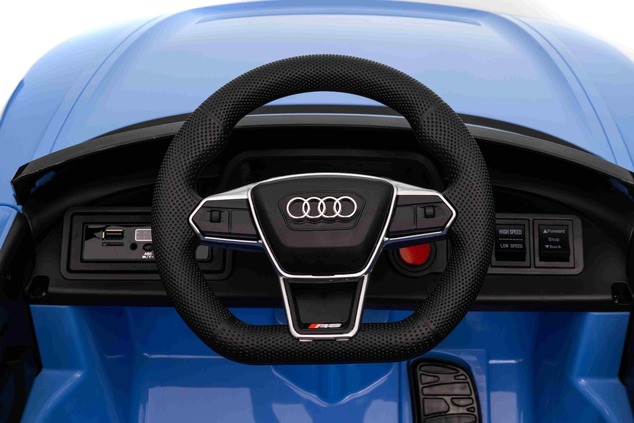 Elektrické autíčko Audi RS E-tron GT 12V, modré, široké jednomiestne sedadlo, 2,4 GHz diaľ