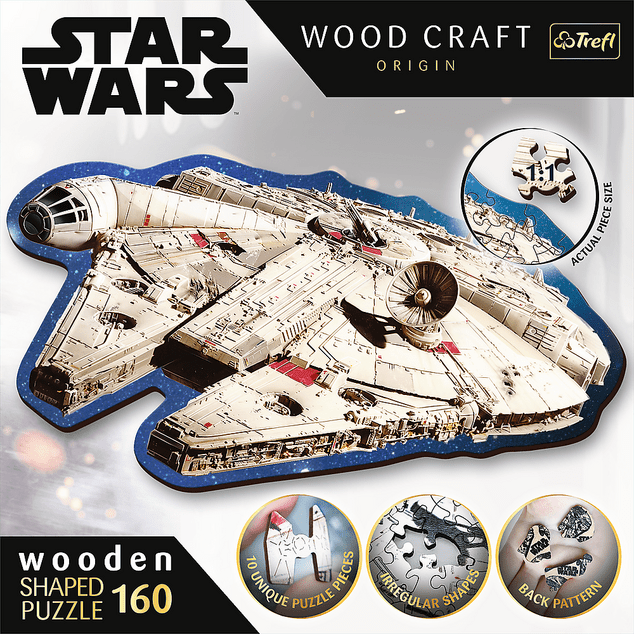 Trefl Drevené puzzle 160 dielikov - Millennium Falcon