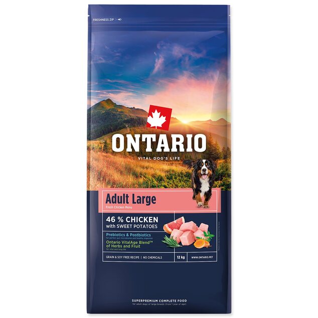 Krmivo Ontario Adult Large Chicken &amp; Sweet Potatoes 12kg