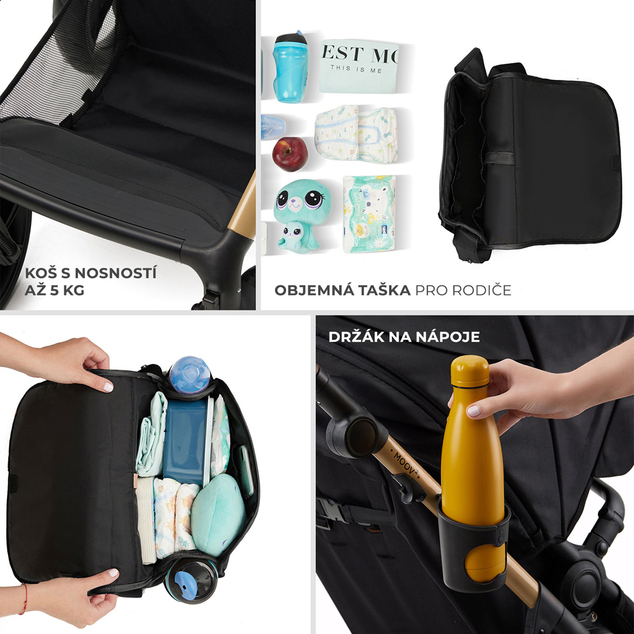 KINDERKRAFT Kočík kombinovaný 3v1 Moov 2 XL Air Black