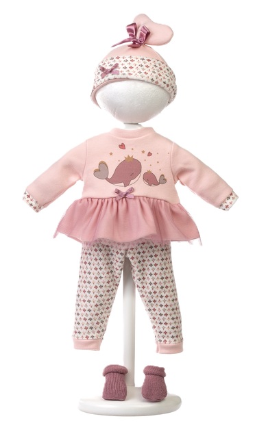 Llorens M740-14 oblečenie pre bábiku bábätko NEW BORN veľkosti 40-42 cm s nosítkom do ruky