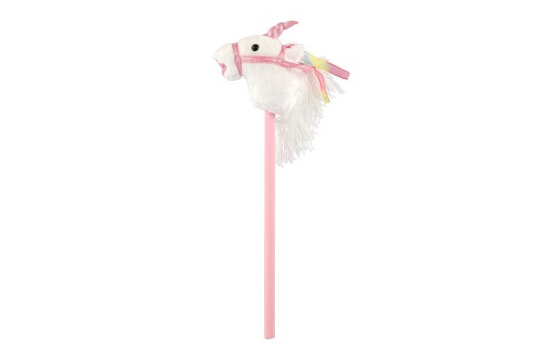 Einhorn auf einem 80 cm langen Plüschstab mit Batteriebetrieb und Sound, weiß