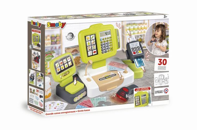 Smoby Pokladňa elektronická s váhou zelenosivá