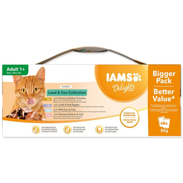 Kapsičky IAMS morské a suchozem. mäso v omáčke multipack 4080g (48x85gr)