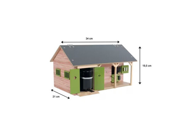 Kids Globe Farming Pferdestall aus Holz 34x21x19,5cm 1:32 grün in Schachtel