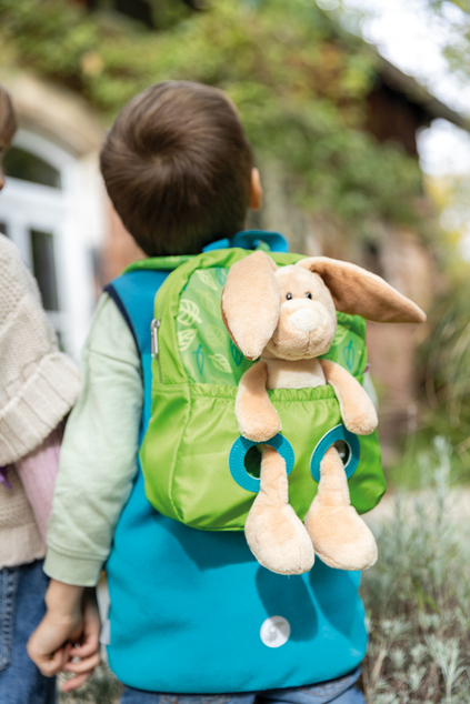 NICI Rucksack 21x26cm mit Plüschtier Hase 25cm, grün