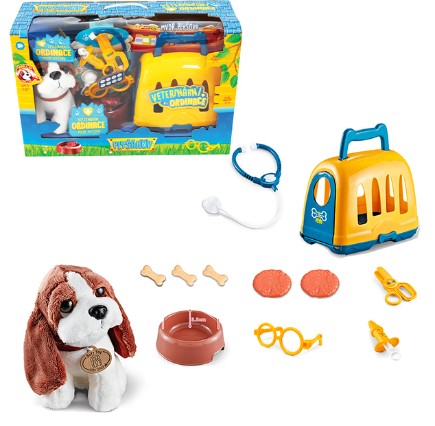 SET Veterinár - Prepravka s Bígľom a príslušenstvom