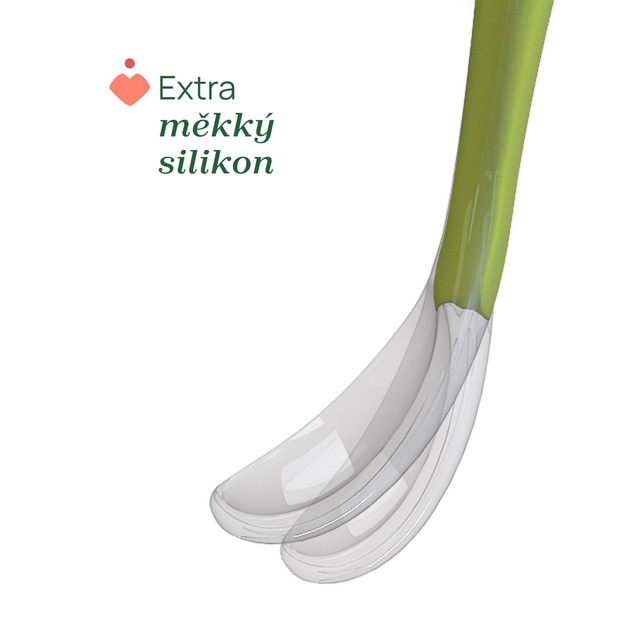 CHICCO Lžička silikonová Soft modrá 2ks, 6m+