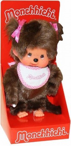 Monchhichi Mončiči Mädchen mit zwei Zöpfen 45cm