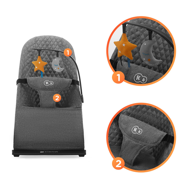 KINDERKRAFT Lehátko pohupujúce Mimi Grey, do 9kg