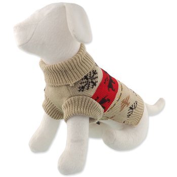 Sveter Dog Fantasy Winter Tale Vianočný pletený so sobmi, XL 65cm