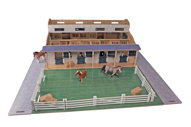 Kids Globe Farming Stall mit Boxen 7 Stück und Weiden aus Holz 1:32 in Schachtel
