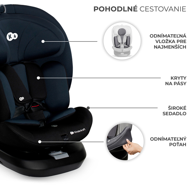 KINDERKRAFT Scaun auto I-Grow i-Size 40-150cm Negru
