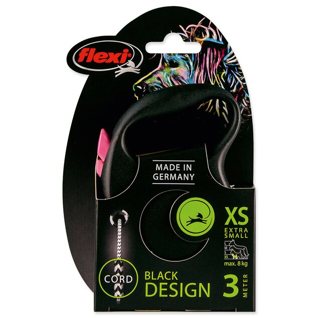 Vodítko Flexi Black Design lanko XS ružové 3m