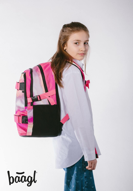 BAAGL SADA 3 Skate Pink Stripes: zaino, astuccio, tasca