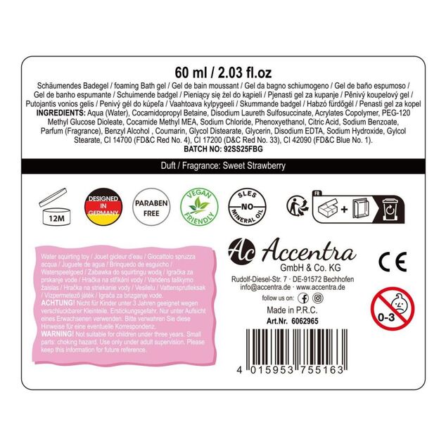 ACCENTRA Fürdőkészlet KOOLKIDZ egyszarvú spriccelő és eper habzó gél 60ml