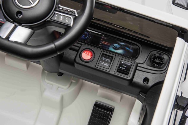 Auto elettrico Mercedes G580 12V, bianco, telecomando 2,4 GHz, Bluetooth, USB /