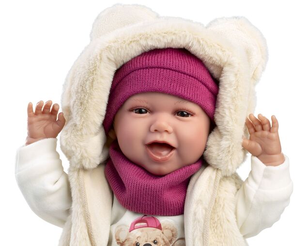 Llorens 74142 NEW BORN - muñeca bebé realista con sonidos y cuerpo de tela suave