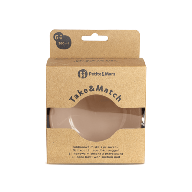 PETITE&amp;MARS Miska silikónová s prísavkou Take&amp;Match Bitter Cocoa 6m+