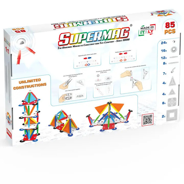 SUPERMAG magnetická stavebnica Multicolor 85ks