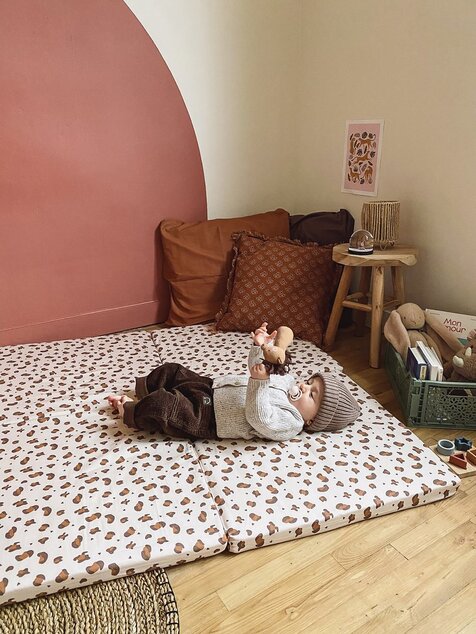 Tappetino da gioco pieghevole imbottito per bambini 3 in 1, Leopardo