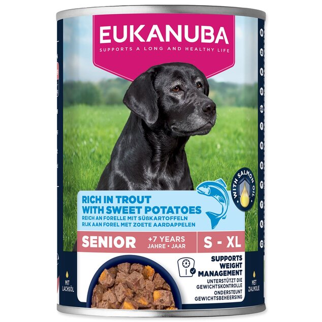 Konzerva EUKANUBA Senior bohatá na pstruha s batátmi 400 g