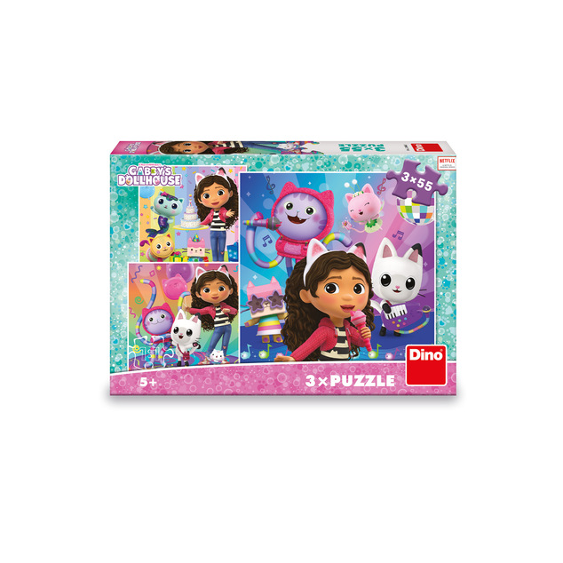Puzzle Gabby's Dollhouse: Oslava 3x55 dielikov doskové
