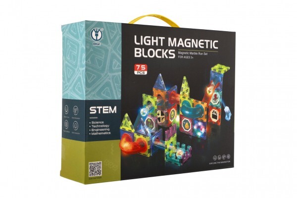 Guličková dráha magnetická plast 75ks 8 guličiek + doplnky na batérie so svetlom