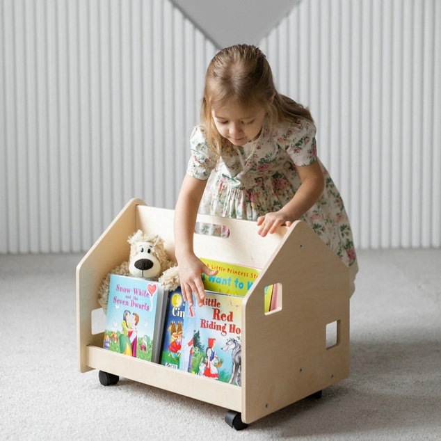 BusyKids Oboustranná knihovna na kolečkách