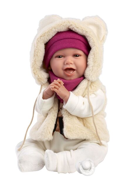 Llorens 74142 NEW BORN - muñeca bebé realista con sonidos y cuerpo de tela suave