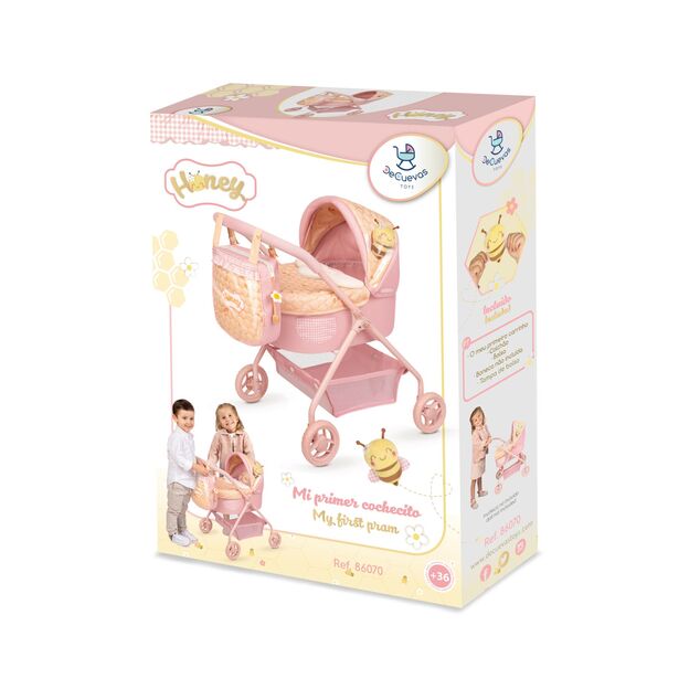 DeCuevas 86070 Il mio primo passeggino per bambole con borsa Honey 2026 – 56 cm