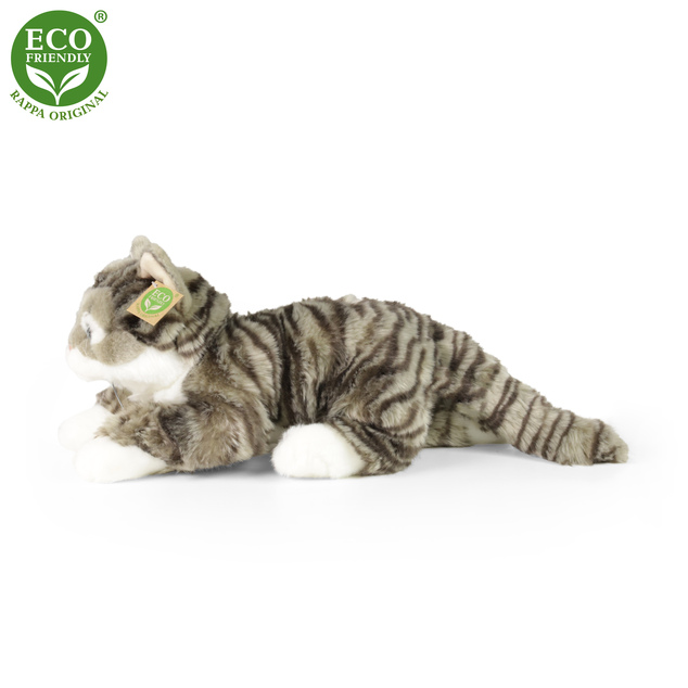 Plyšová mourovatá mačka šedá 40 cm ECO-FRIENDLY