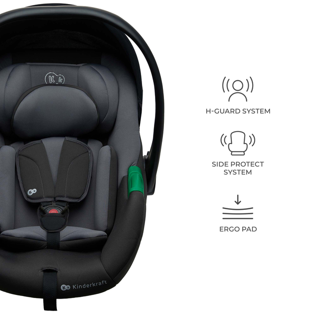 KINDERKRAFT Autositz Mink Pro 2 i-size (0-13 kg) und Basis Mink FX 2 Grey